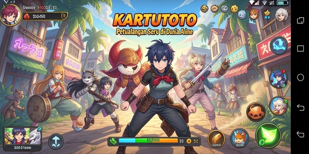 Tampilan gameplay KARTUTOTO yang penuh warna dan dinamis.