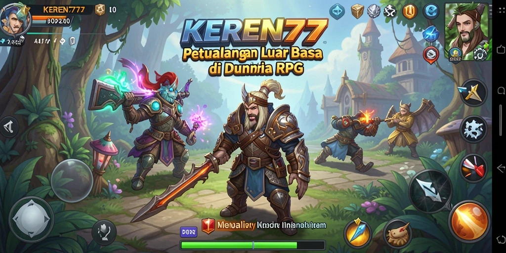 Tangkapan layar gameplay KEREN77 yang menampilkan pertarungan epik di dunia RPG.