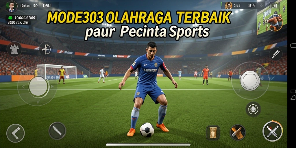 Screenshot utama MODE303 dengan aksi permainan olahraga yang seru.