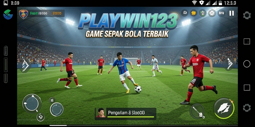 Tampilan gameplay menegangkan dalam permainan sepak bola.