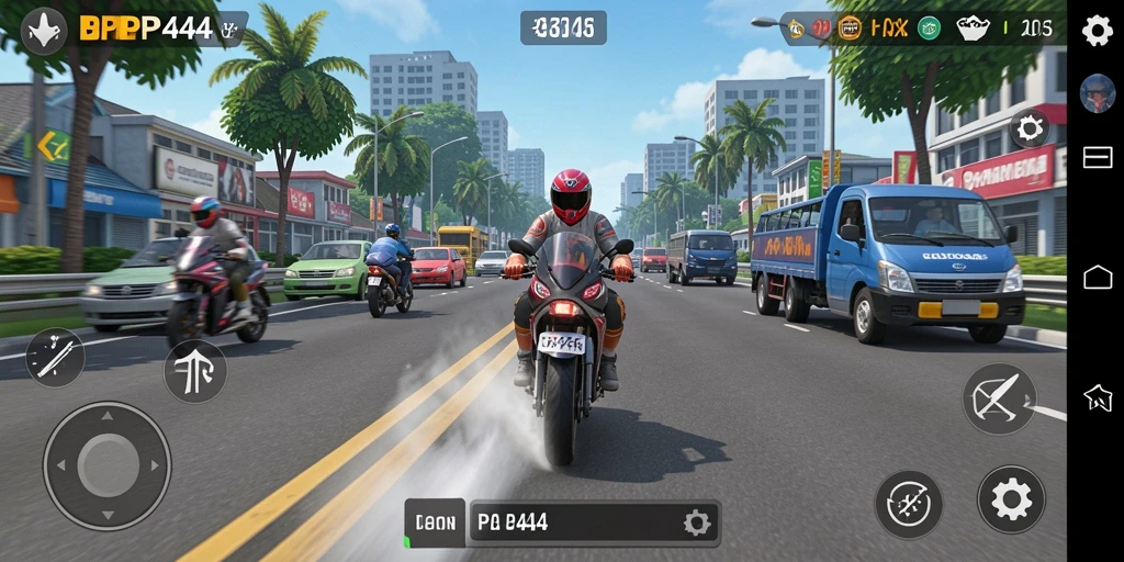 Gameplay seru balapan motor di PP444.
