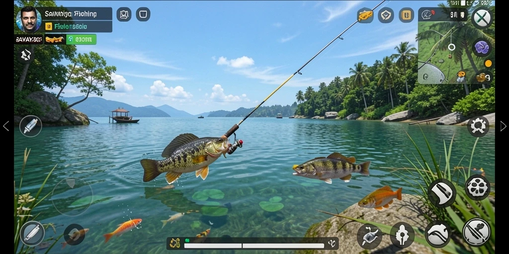 Screenshot SAVAYA303 menampilkan momen seru menangkap ikan di laut.