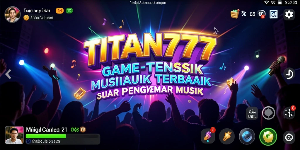 Screenshot gameplay TITAN777 yang menampilkan suasana bermain musik yang seru.